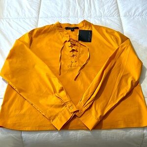 MARC NEW YORK Blouse Size L color Golden Yellow 67% Cotton 30 Nylon 3% Spandex